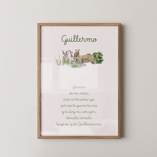Lámina Jesusito personalizada – Conejito de Lavanda | Verde