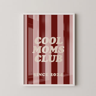 Lámina Decorativa - Cool Moms Club Since | Personalizada, Rosa y Rojo